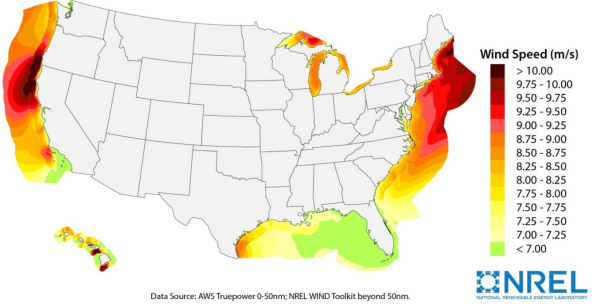 Offshore wind resource data (100 m) used for 2016 offshore wind resource assessment