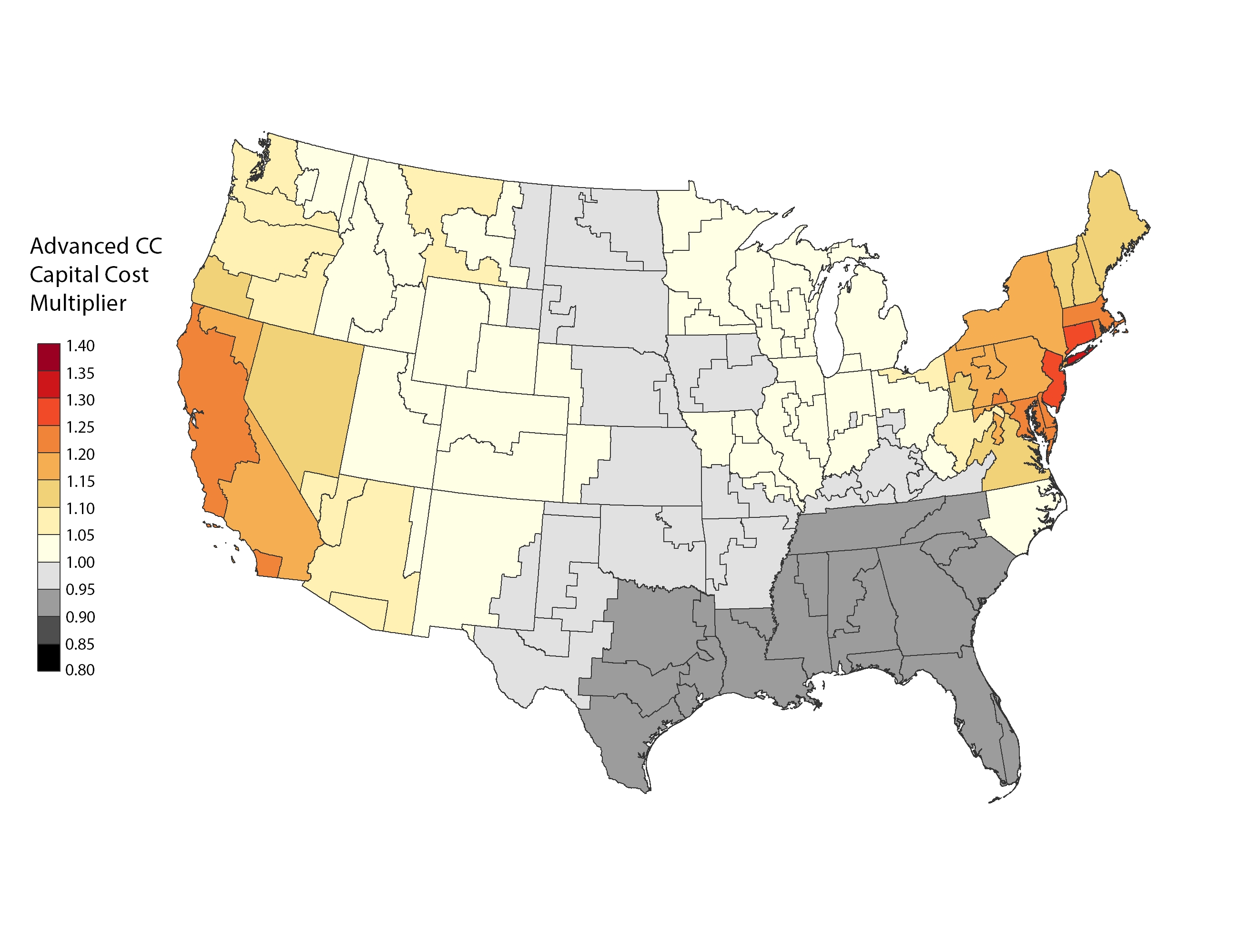 chart: Cost Multiplier Map - Advanced CC