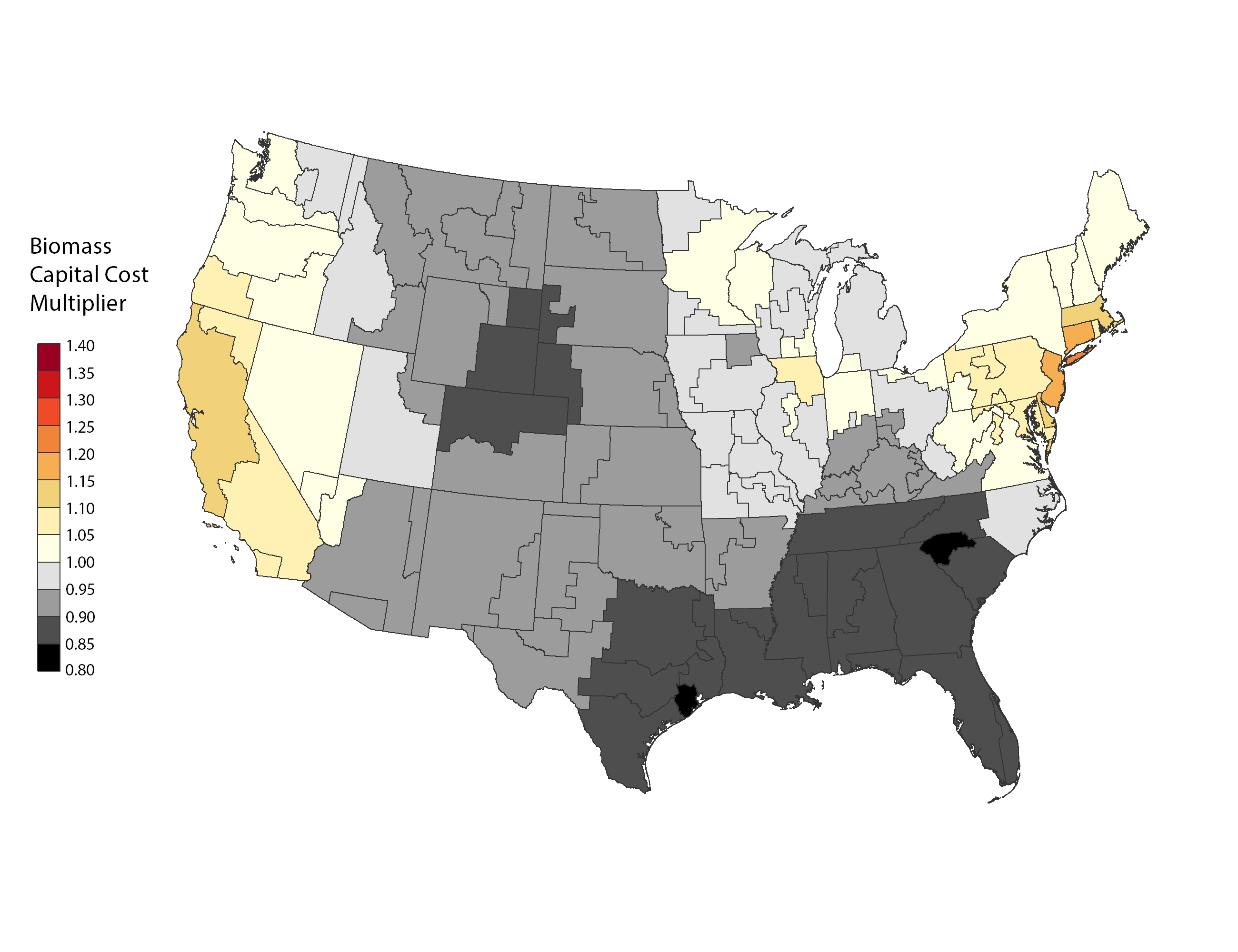 chart: Cost Multiplier Map - Biomass