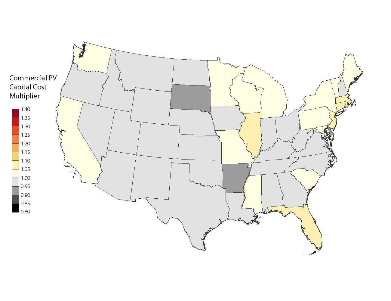 chart: Cost Multiplier Map - Commercial PV