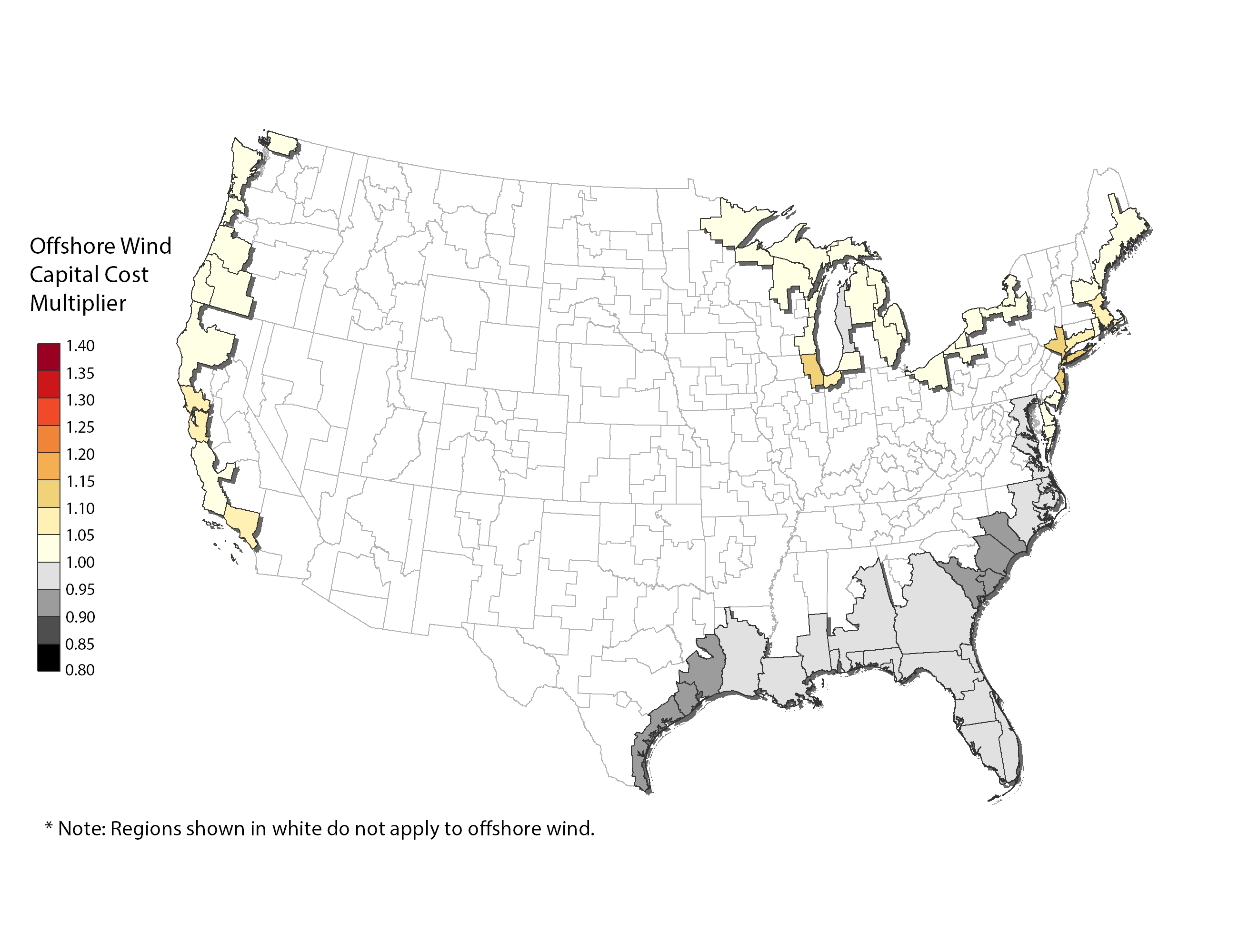 chart: Cost Multiplier Map - Offshore Wind