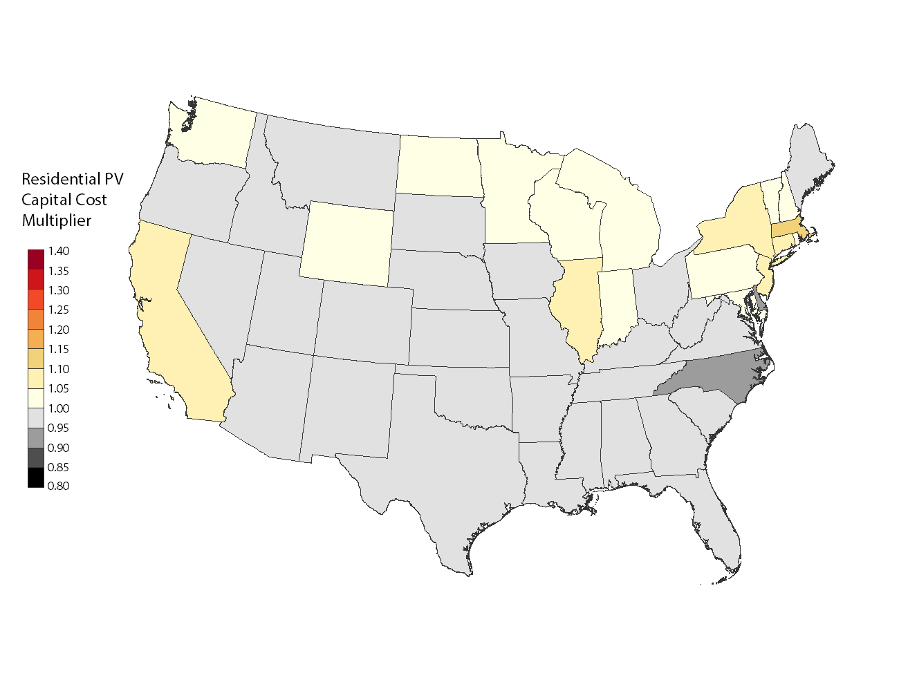 chart: Cost Multiplier Map - Residential PV