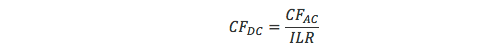 formula for calculating capacity factor using a DC-rated capacity